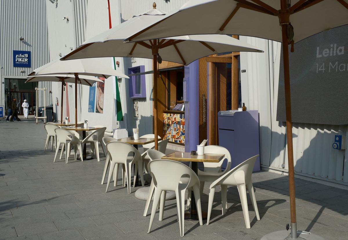 Dining tables are seen outside a restaurant, in Dubai, United Arab Emirates, April 28, 2026. REUTERS