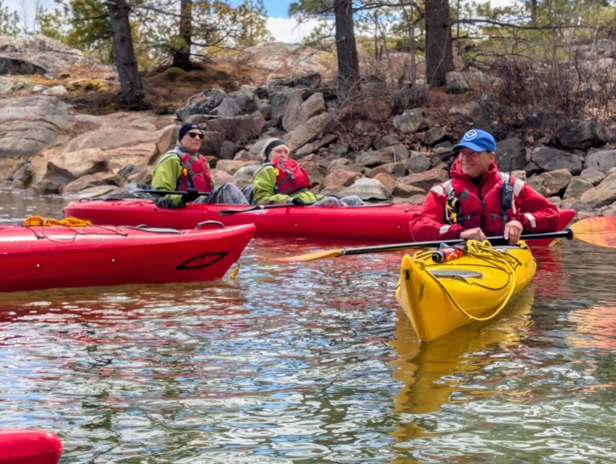  Kayaks are the best way to explore Frazer Bay, a remote finger of land on the eastern tip of the North Channel in Ontario's Georgian Bay, a UNESCO Biosphere Reserve. Photo credit: Cindy Richards 