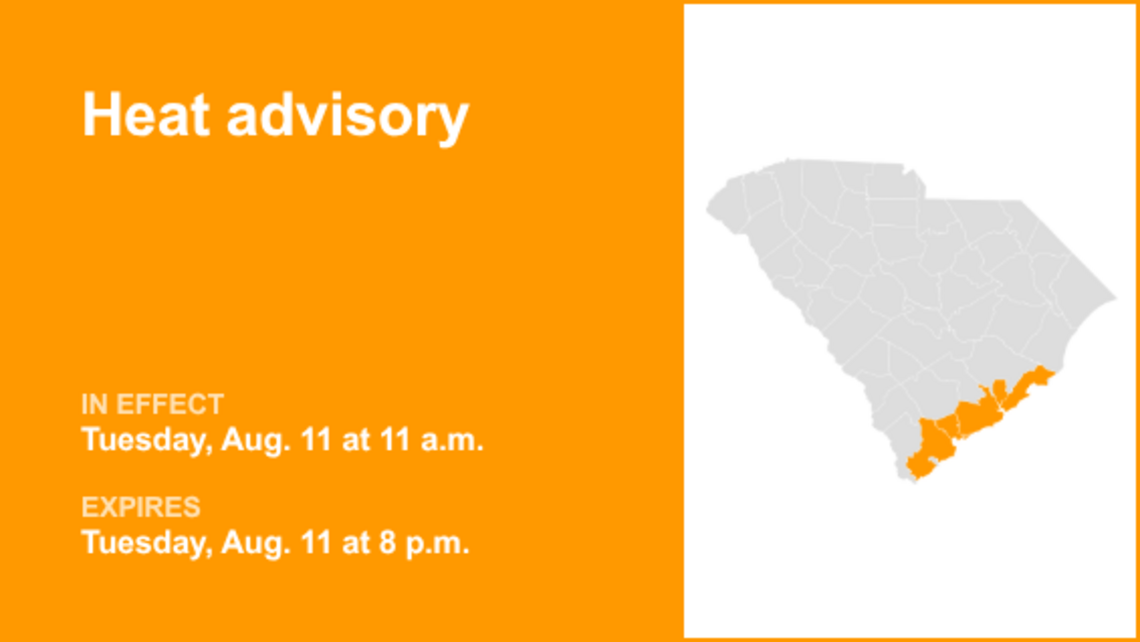 Heat advisory for Lowcountry for Tuesday 