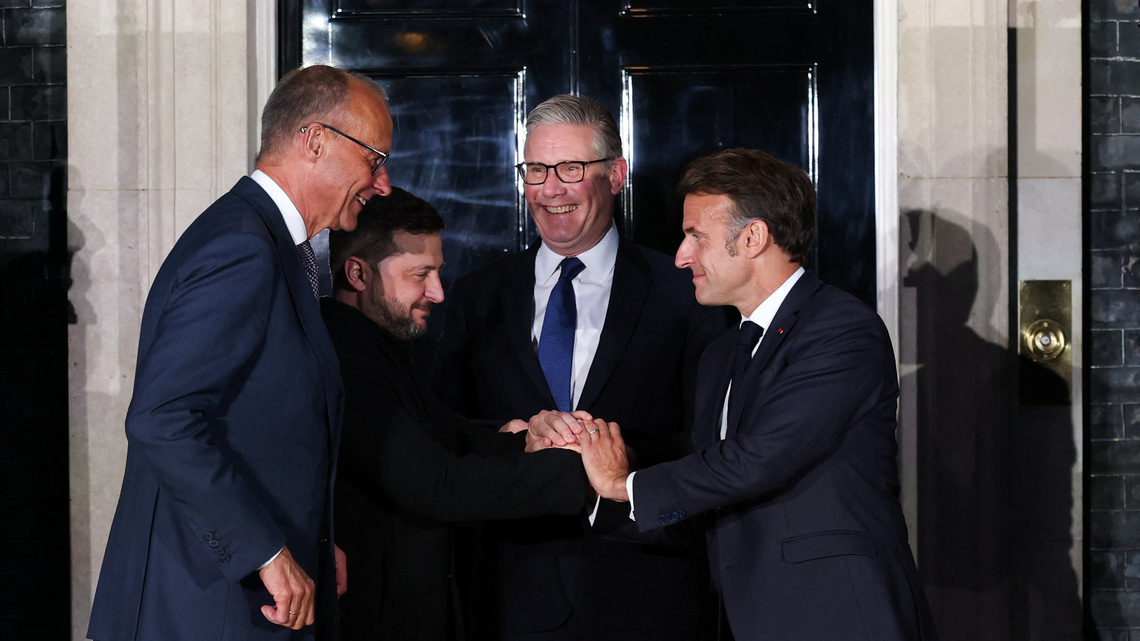 Zelenskiy in London for talks with Starmer, Macron and Merz 
