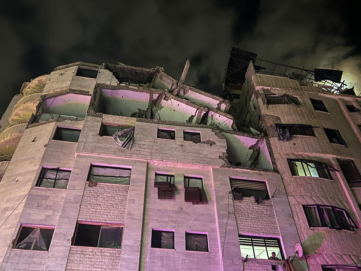 A residential building which was damaged in an Israeli airstrike, in Gaza City, May 26, 2026. Picture taken with a mobile phone. REUTERS/Ebrahim Hajjaj