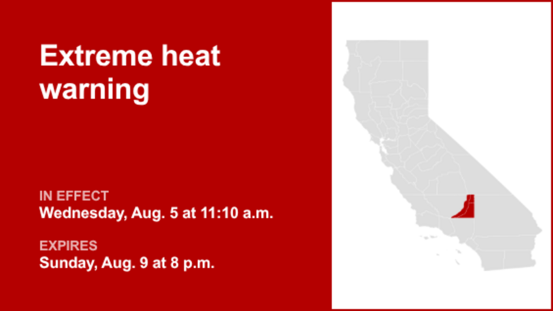 UPDATE: Extreme heat warning affecting Central California until Sunday evening 