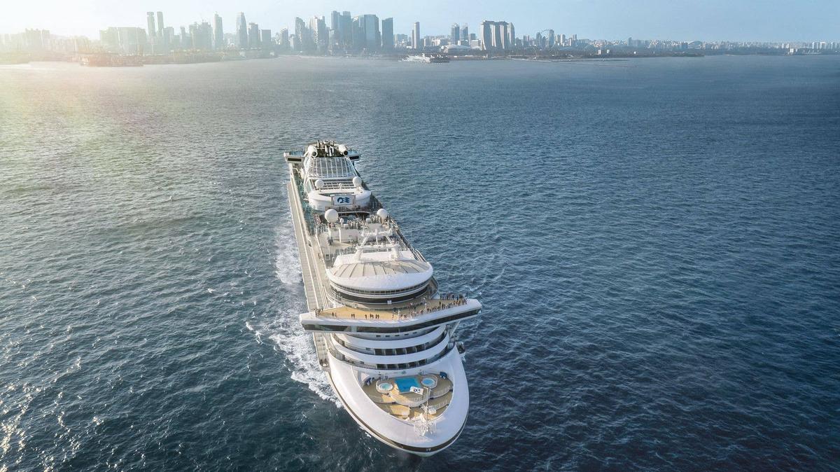 The Sapphire Princess cruise ship sails from Singapore. 