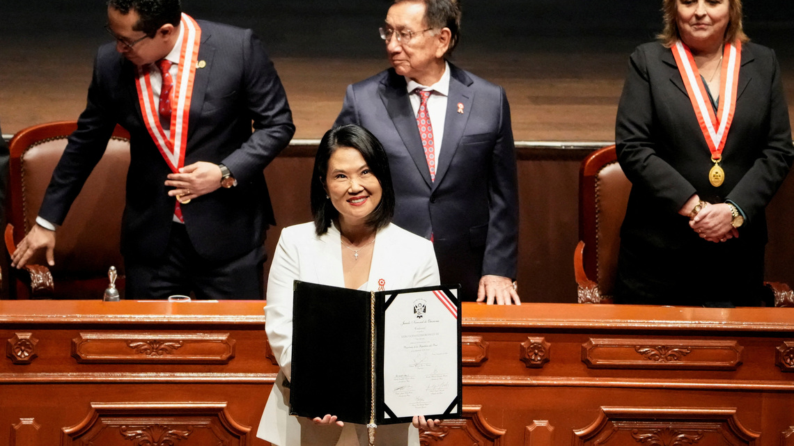 Peru's Fujimori takes power, extending Latin America's rightward tilt 