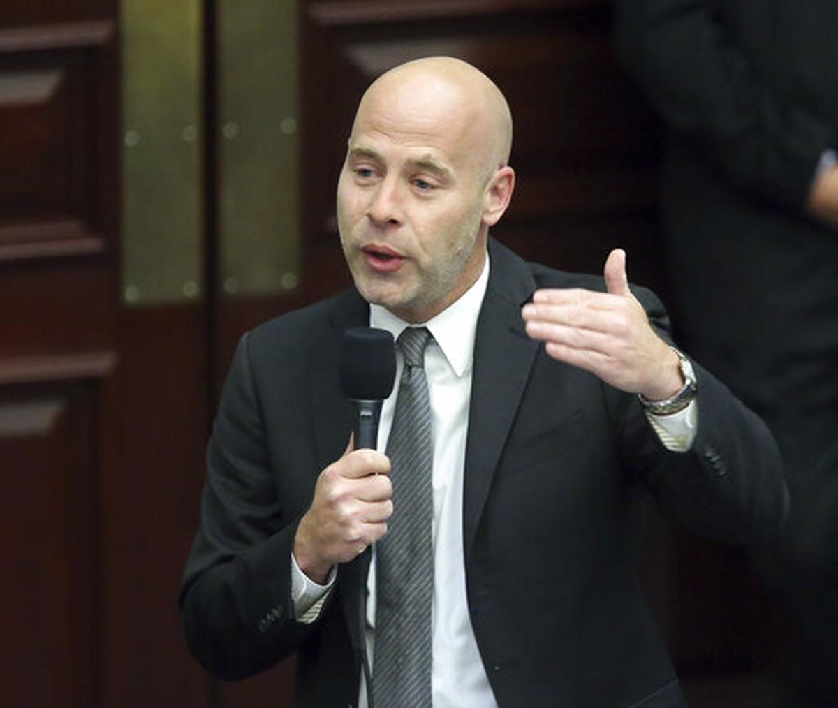 Rep. Evan Jenne, D-Dania Beach, is the leader of House Democrats for the Florida Legislature’s 2022 session. In this photo from 2019, Jenne debates an immigration bill during session in Tallahassee, Fla.