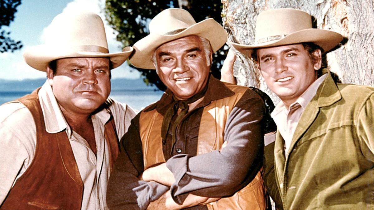 ‘Bonanza’, from left: Dan Blocker, Lorne Greene, Michael Landon, 1959-73.Courtesy the Everett Collection