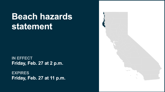 Beach hazards statement for North Coast until Friday night, says the NWS 