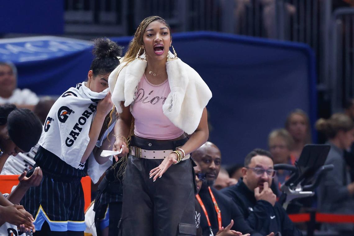  Atlanta Dream forward Angel Reese during a WNBA game. Kamil Krzaczynski-Imagn Images