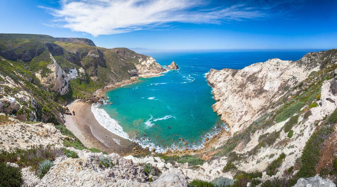 A view of Potato Harbor on Santa Cruz Island at Channel Islands National Park in California.