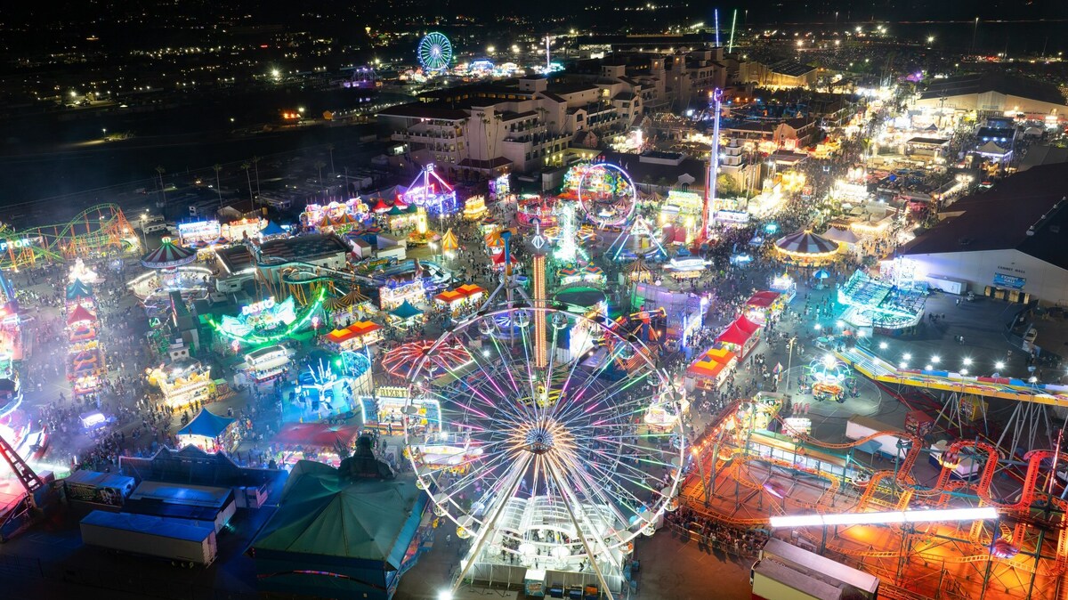 An aerial view of the 2024 San Diego County Fair at the Del Mar Fairgrounds. The fair will return for its 2026 run June 10 through July 5. (Nelvin C. Cepeda / The San Diego Union-Tribune)