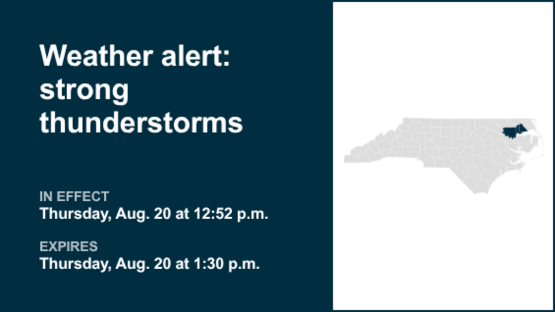 UPDATE: Weather alert for strong thunderstorms in Eastern North Carolina early Thursday evening 