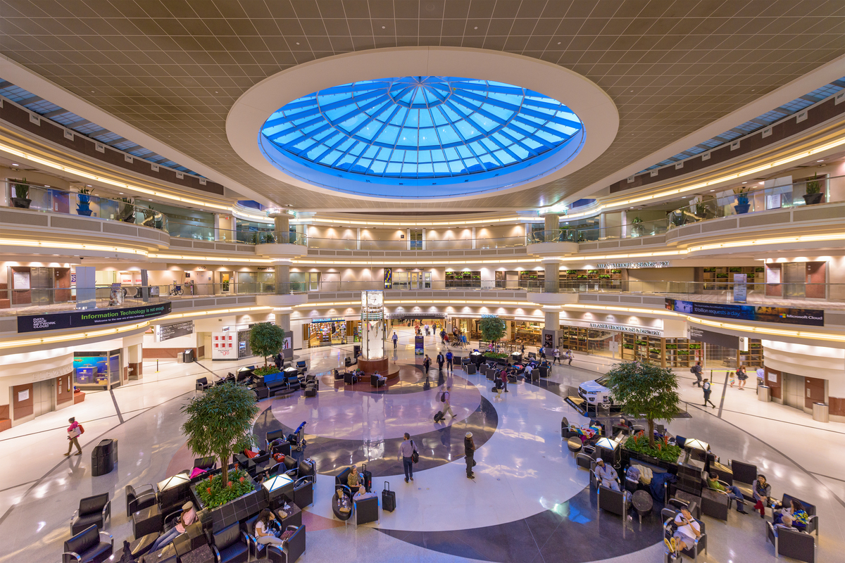  Travelers inside the main hall of Hartsfield-Jackson Atlanta International Airport, pictured in July 2015. 