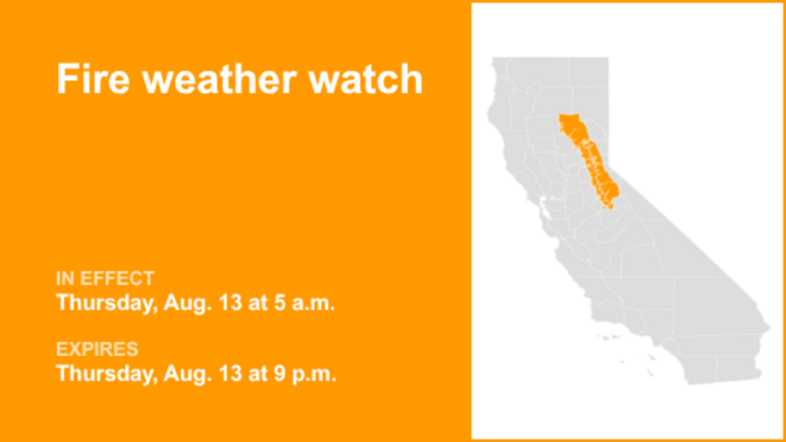 Fire weather watch active for Northern California Thursday - enhanced fire threat 