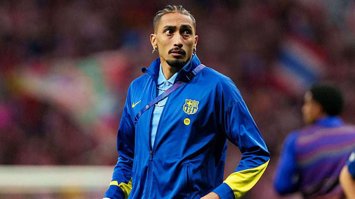  A hamstring injury kept Raphinha out of the Champions League quarterfinals. | Kazimierz Koper/Eurasia Sport Images/Getty Images 