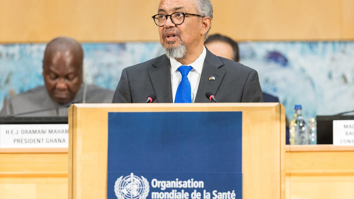 FILE PHOTO: Director-General of the World Health Organization (WHO) Dr Tedros Adhanom Ghebreyesus speaks during the opening session of the WHO's 79th World Health Assembly at the United Nations in Geneva, Switzerland, May 18, 2026. REUTERS/Pierre Albouy/File Photo
