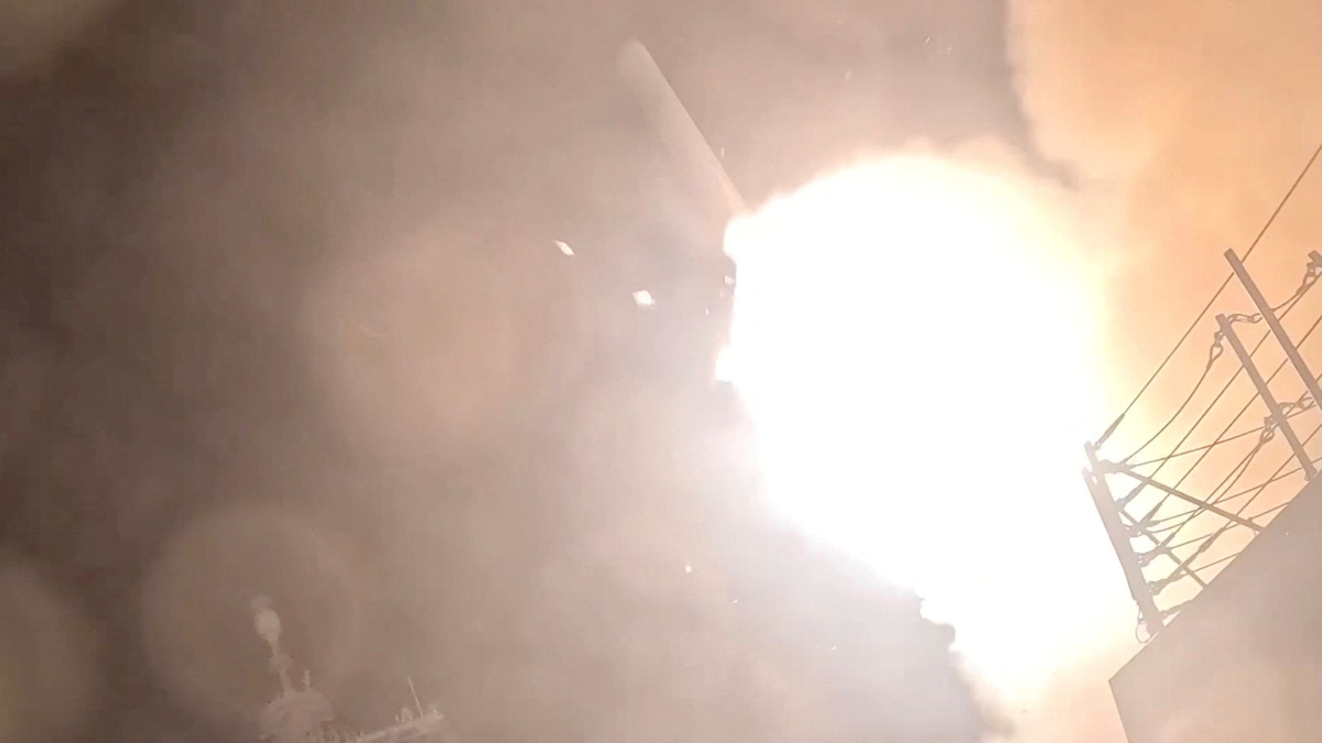 A munition is launched from a U.S. warship at an unknown location, during what U.S. Central Command (CENTCOM) says are strikes on Iran, in this screen grab taken from a handout video released on July 18, 2026. U.S. Central Command/Handout via REUTERS