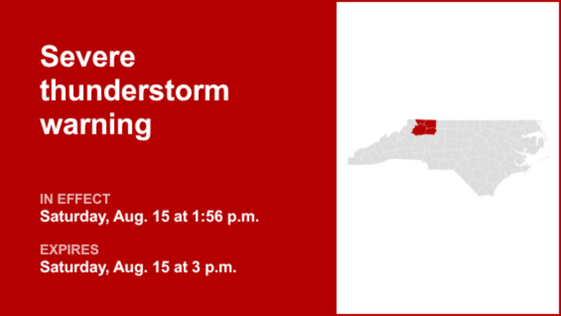 UPDATE: Severe thunderstorm warning for Alleghany and Wilkes counties Saturday evening 