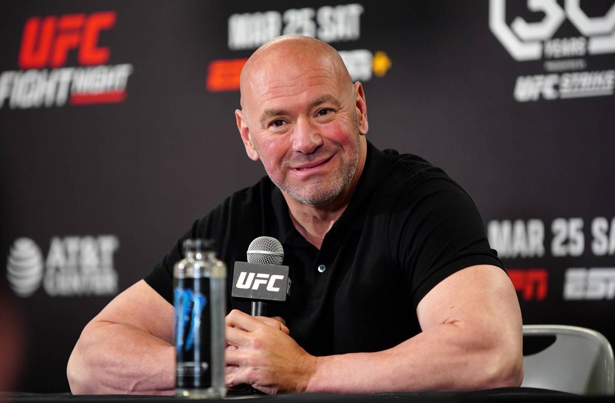  Mar 25, 2023; San Antonio, Texas, USA; UFC president Dana White at a press conference after UFC Fight Night at AT&T Center. Mandatory Credit: Aaron Meullion-USA TODAY Sports 
