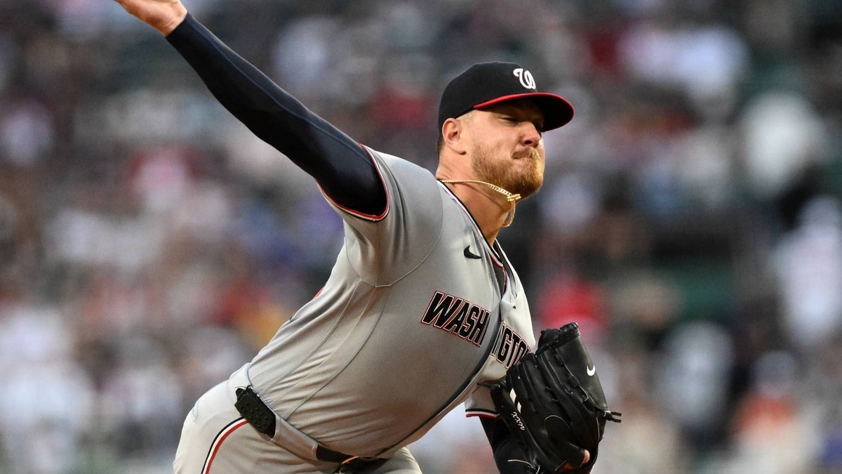 BOSTON, MASSACHUSETTS - JUNE 30: Cade Cavalli #24 of the Washington Nationals pitches against the Boston Red Sox during the first inning at Fenway Park on June 30, 2026 in Boston, Massachusetts. (Photo by Brian Fluharty/Getty Images). 