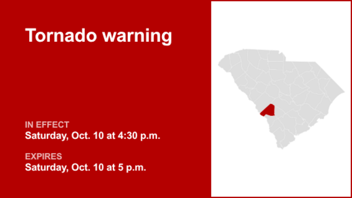 UPDATE: Tornado warning for Lexington and Saluda counties Saturday evening 