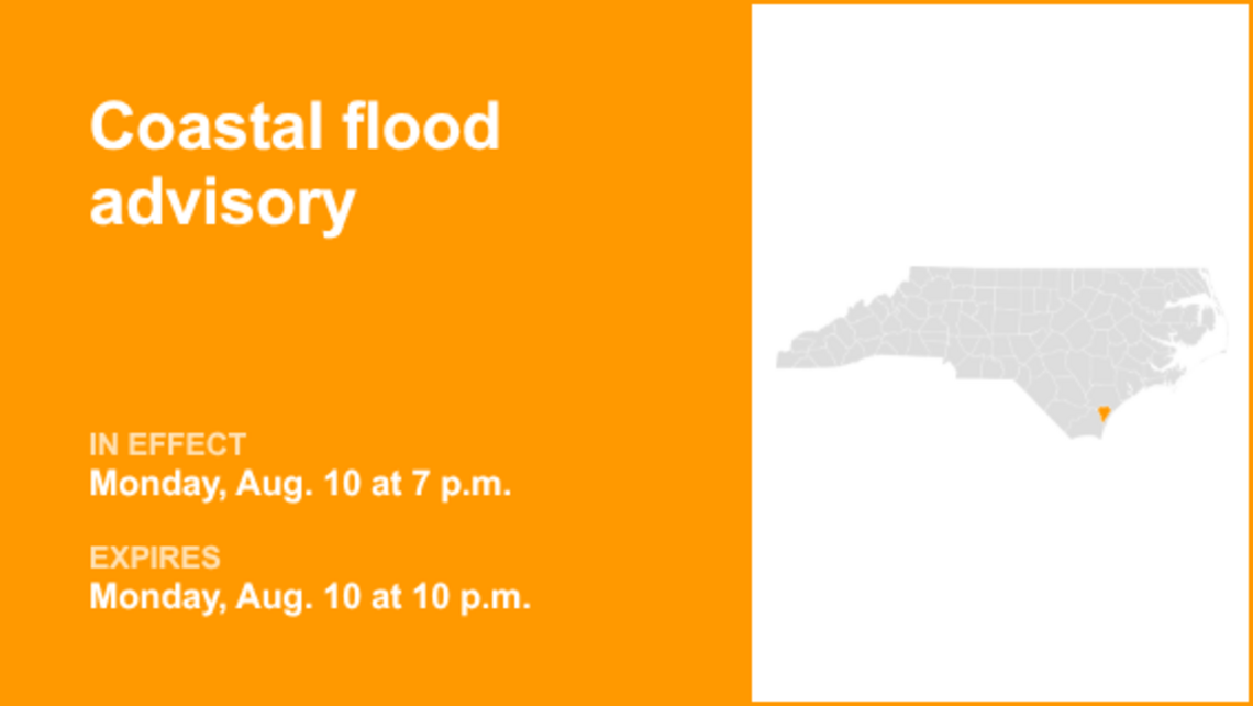 UPDATE: The current coastal flood advisory for Inland New Hanover will expire at 2 a.m. 