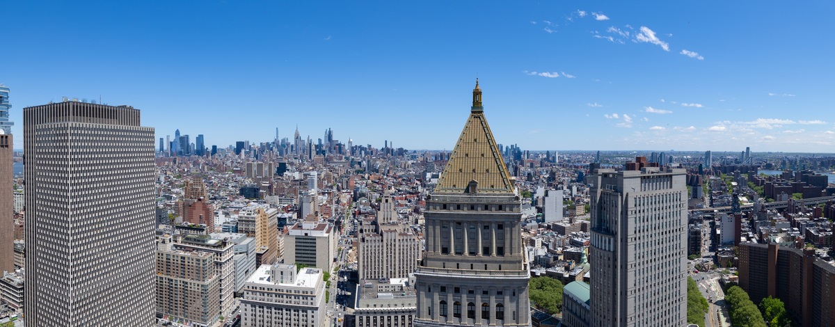  A panoramic north view from the cupola space of the Municipal Building in New York City. 