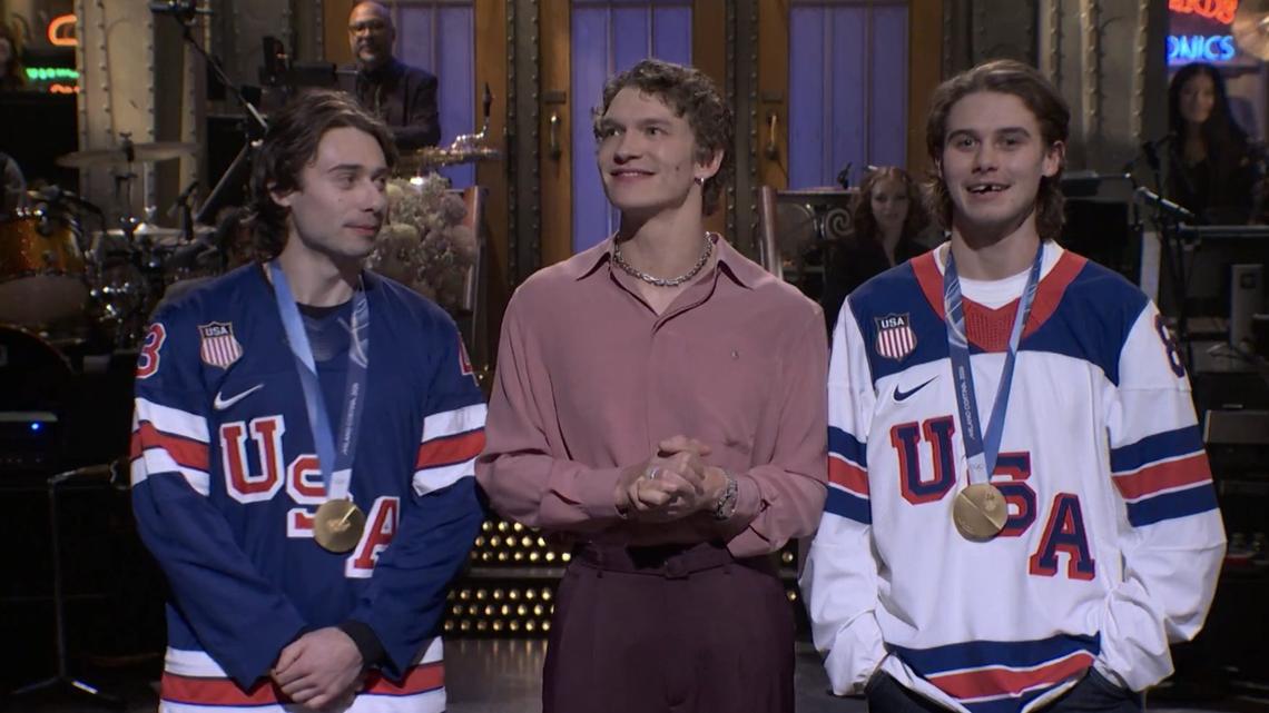 Team USA's Hilary Knight Mocks Trump Drama in Reunion With Hughes Brothers 