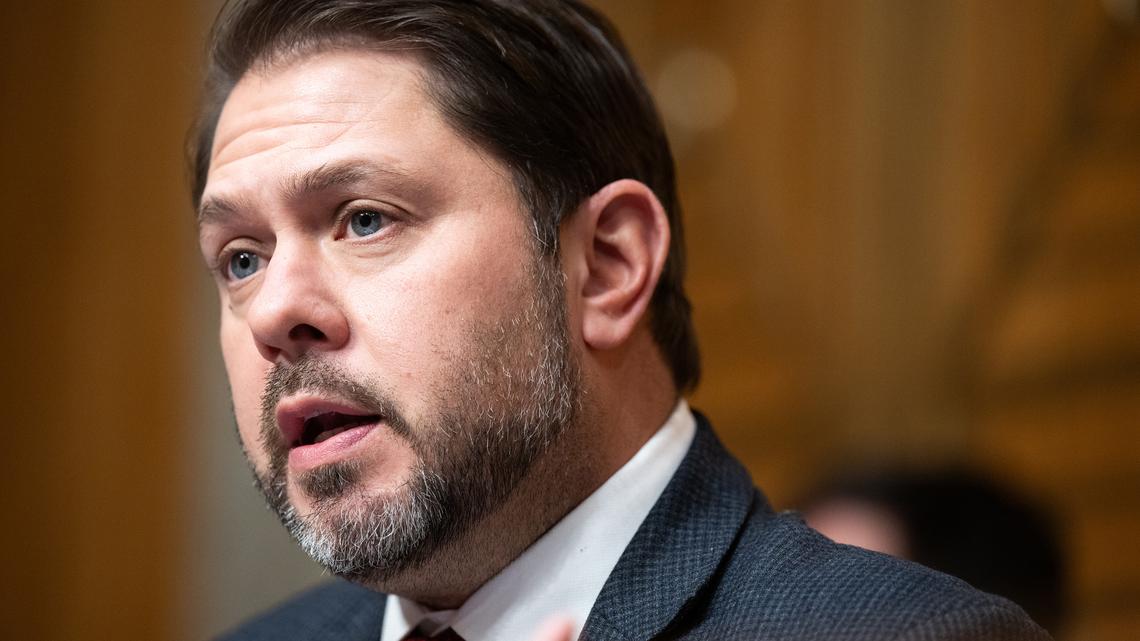 U.S. Sen. Ruben Gallego, D-Ariz., speaks at a Senate Homeland Security and Governmental Affairs confirmation hearing on Jan. 15, 2025.