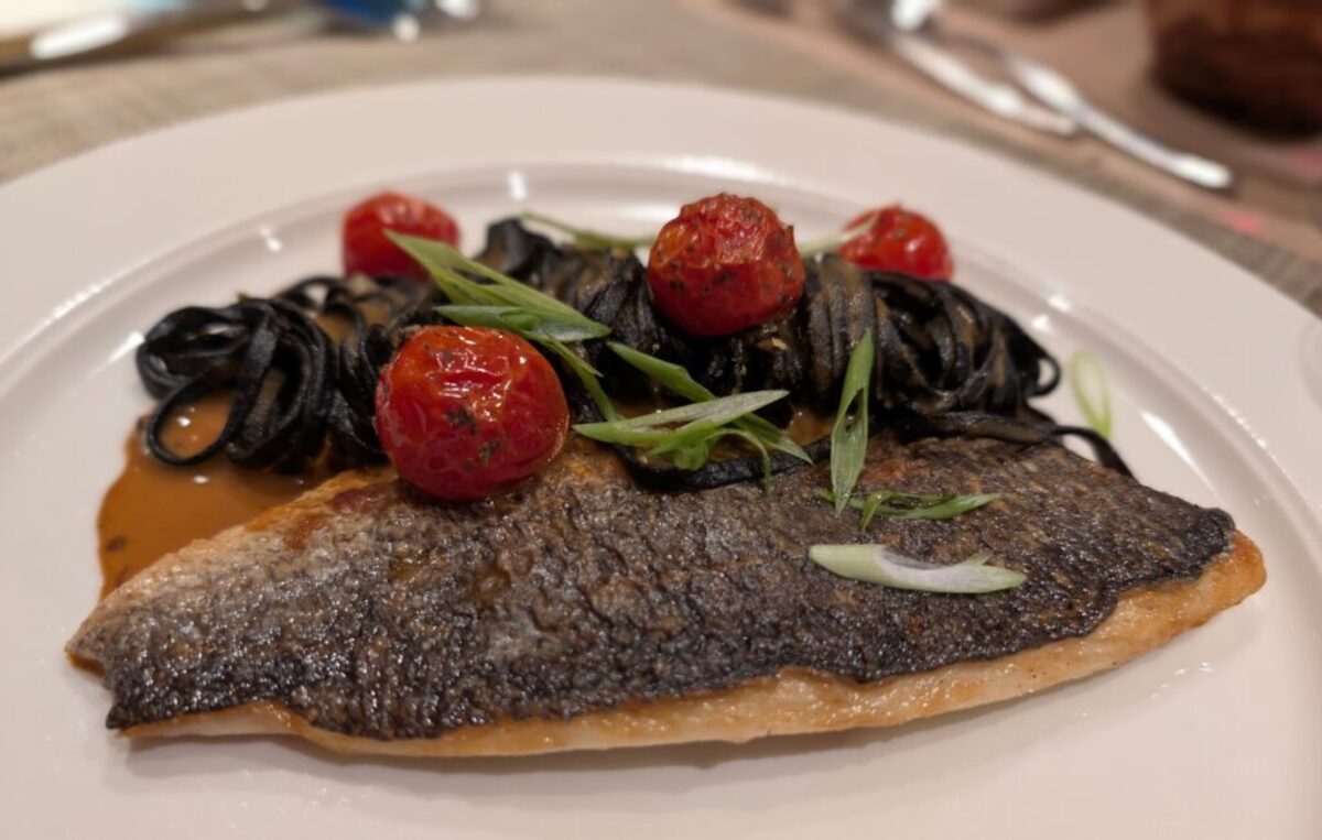  Specialty restaurants offering amazing meals like this fish and pasta dinner are included in Viking’s all-inclusive rate. Photo credit: Cindy Richards 