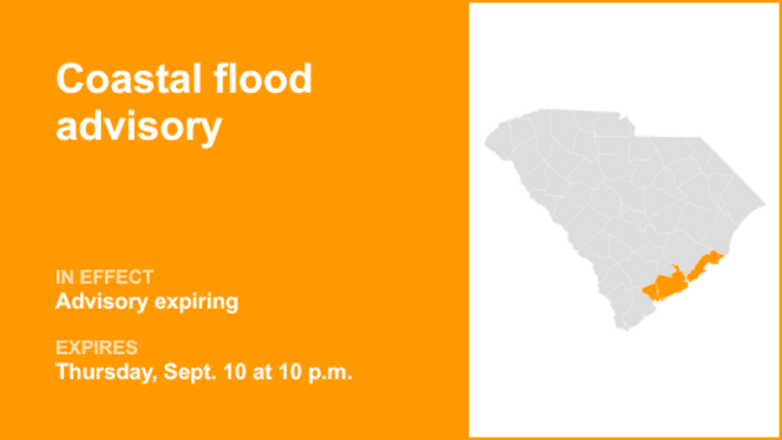 UPDATE: Coastal flood advisory previously issued will expire at 10 p.m. 