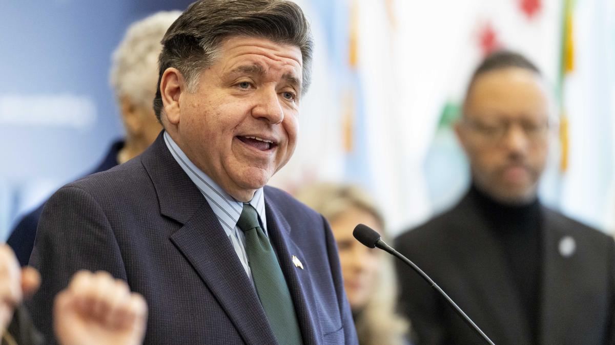 Gov. JB Pritzker speaks during a news conference on March 3, 2026. (Eileen T. Meslar/Chicago Tribune/TNS)