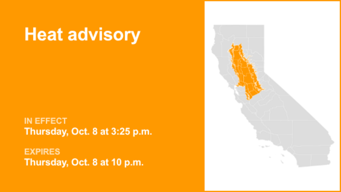 UPDATE: The heat advisory for Northern California is anticipated to expire at 10 p.m. 