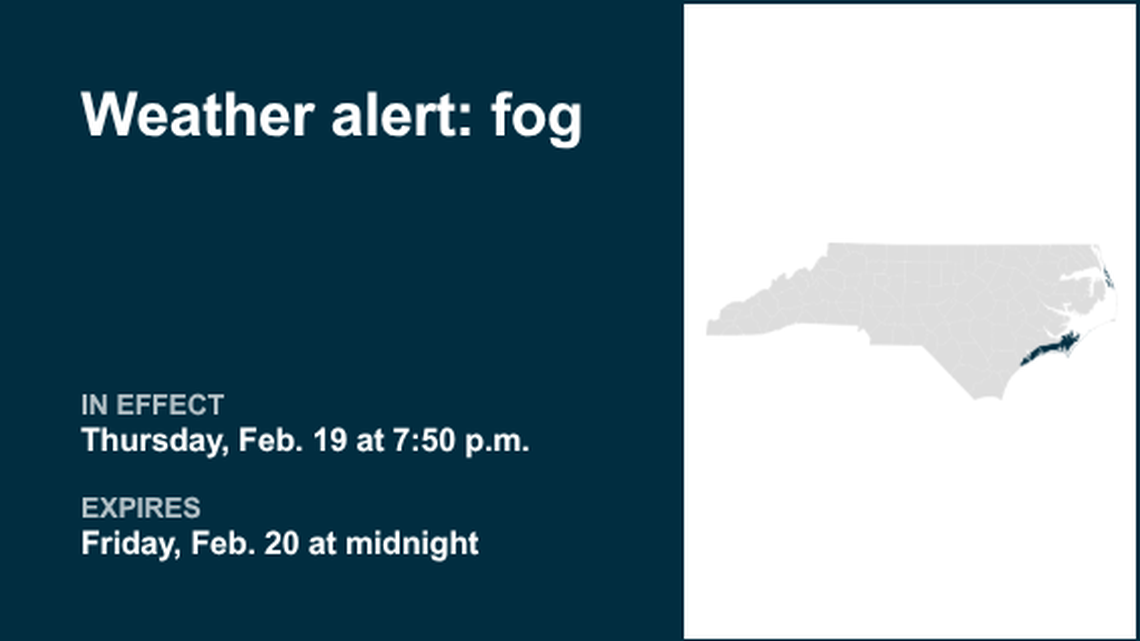 UPDATE: Weather alert for dense fog in Eastern North Carolina until Friday morning 