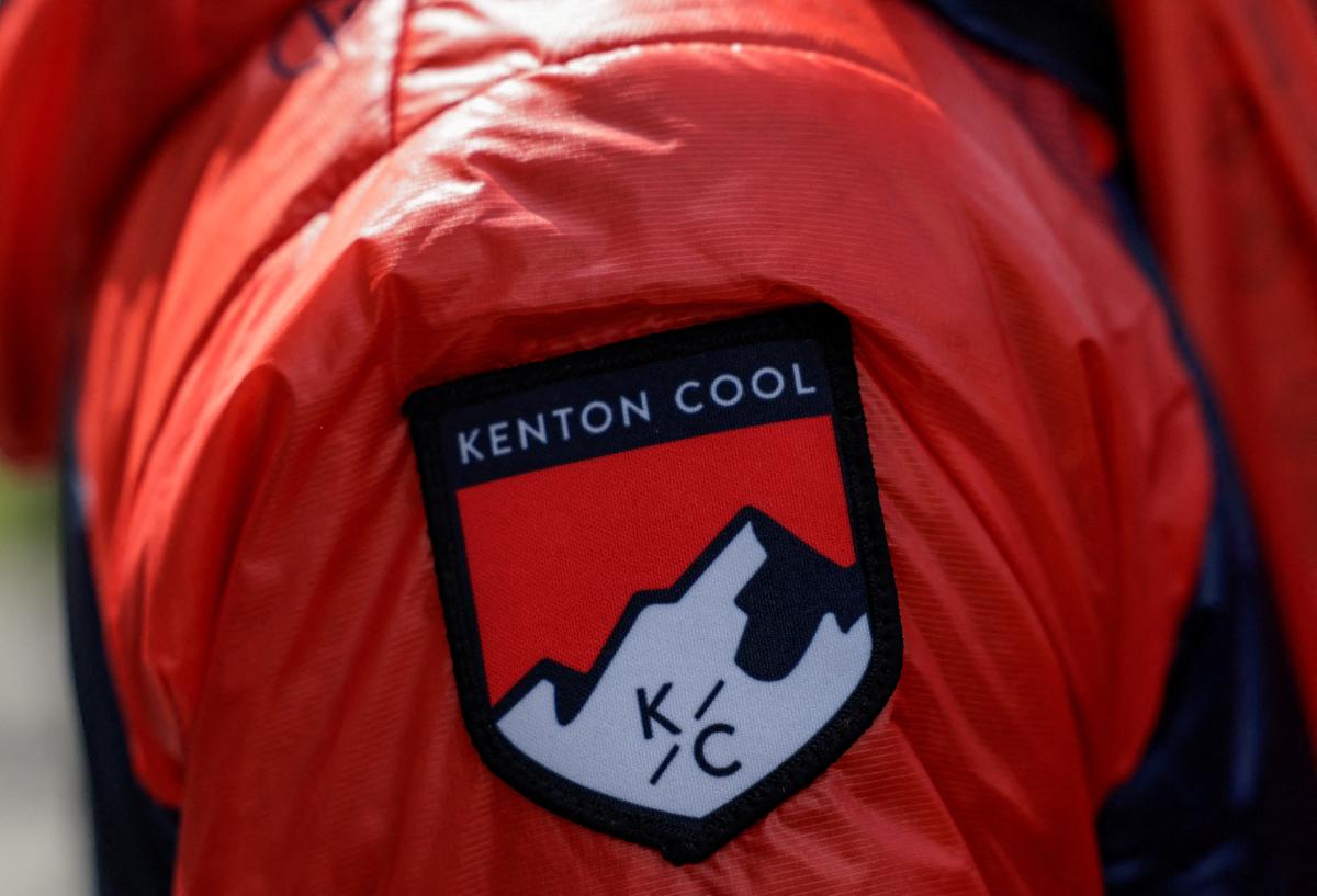 FILE PHOTO: A logo on the jacket of British climber Kenton Cool upon his arrival at the airport in Kathmandu following his 20th ascent of Mount Everest, the most by any foreign climber, Nepal, May 24, 2026. REUTERS/Navesh Chitrakar/File Photo