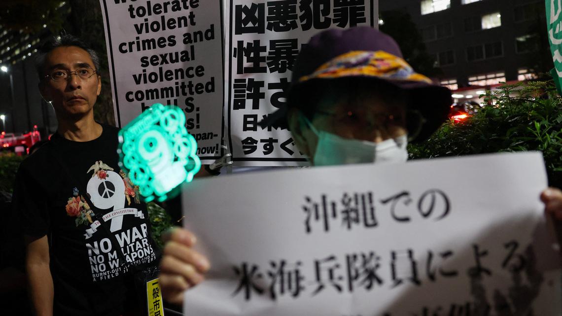 Dozens protest in Tokyo after Marine accused of murder in Okinawa