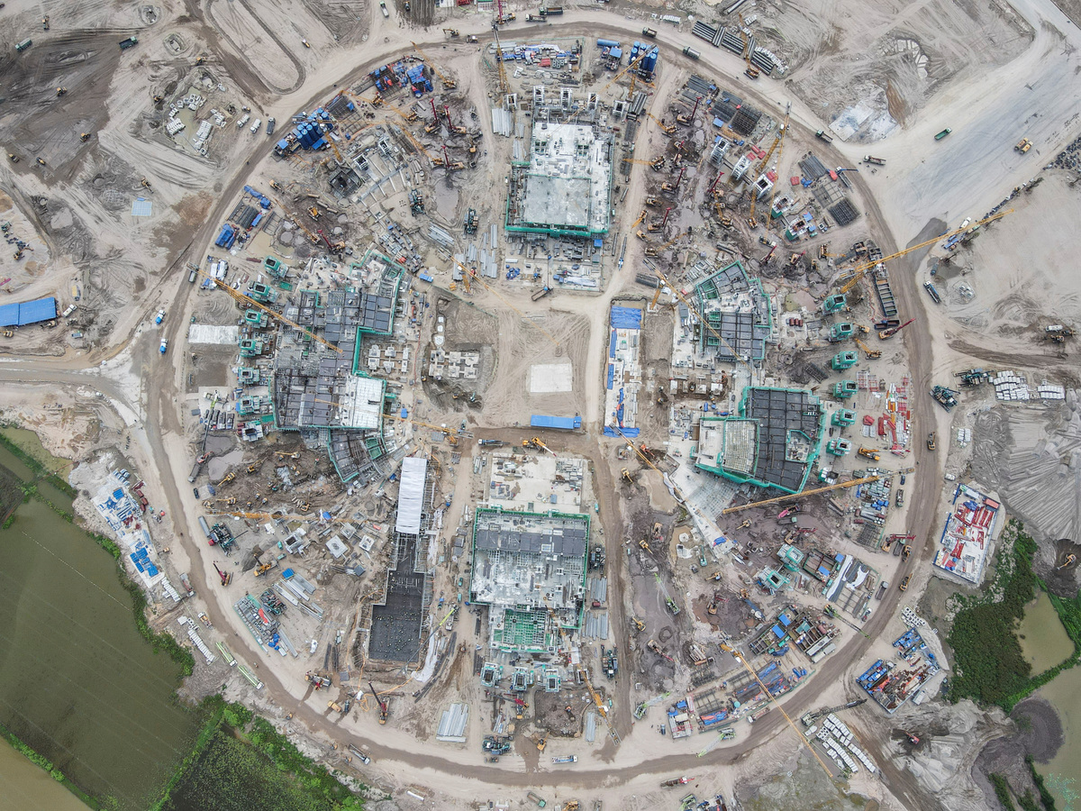 A drone view shows construction work at Hung Vuong Stadium, a planned 135,000-seat football stadium being developed by Vietnamese conglomerate Vingroup that the company says will be the world's largest stadium, in Hanoi, Vietnam, June 8, 2026. REUTERS/Minh Nguyen