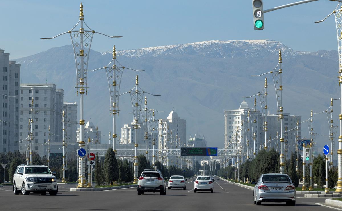 Cars drive on a main road in Ashgabat, Turkmenistan, March 20, 2026. REUTERS/Umit Bektas