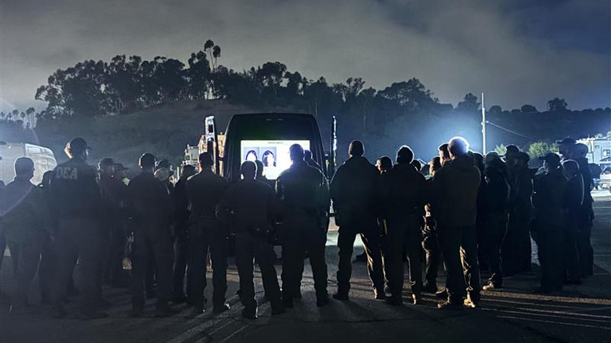 DEA LA Raid. Law enforcement are seen preparing for a sweeping raid in Los Angeles, Wednesday, May 6, 2025.
