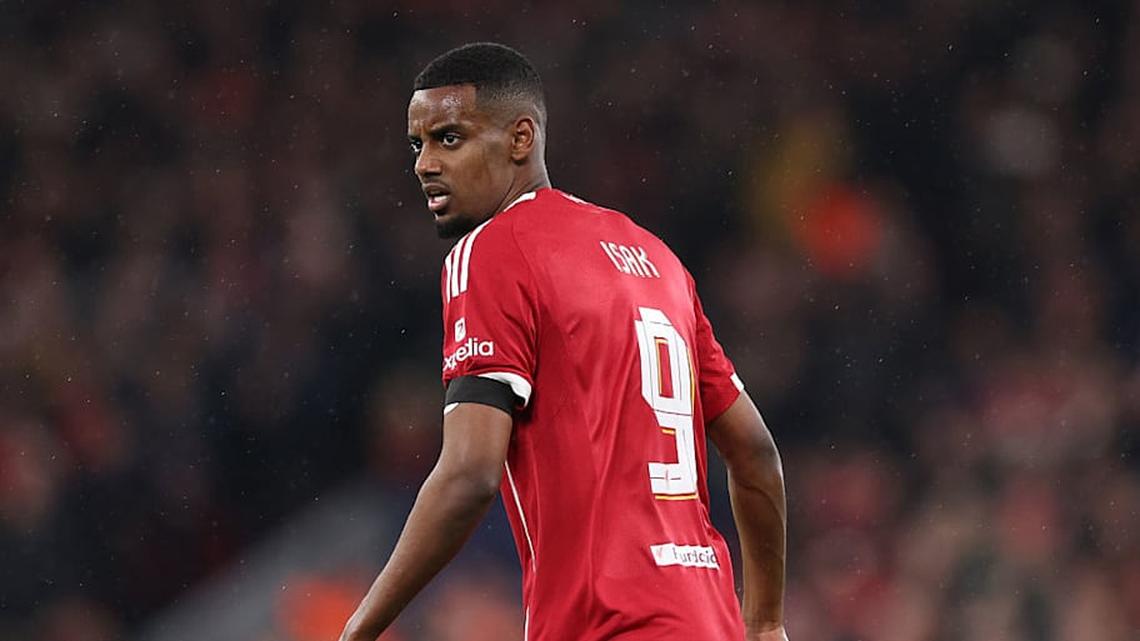  Alexander Isak's first start of 2026 lasted 45 minutes. | Michael Regan/UEFA/Getty Images 