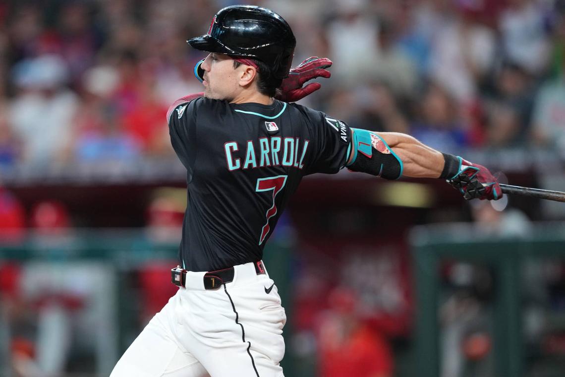  Arizona Diamondbacks outfielder Corbin Carroll against the Philadelphia Phillies. Joe Camporeale-Imagn Images