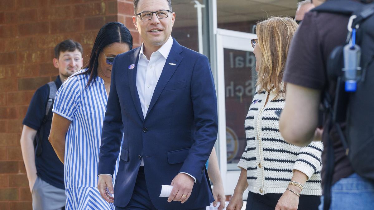Pennsylvania Gov. Josh Shapiro on election day, May 19, 2026, as he votes at Rydal Elementary (West) in Rydal, Pennsylvania. (Alejandro A. Alvarez/The Philadelphia Inquirer/TNS)