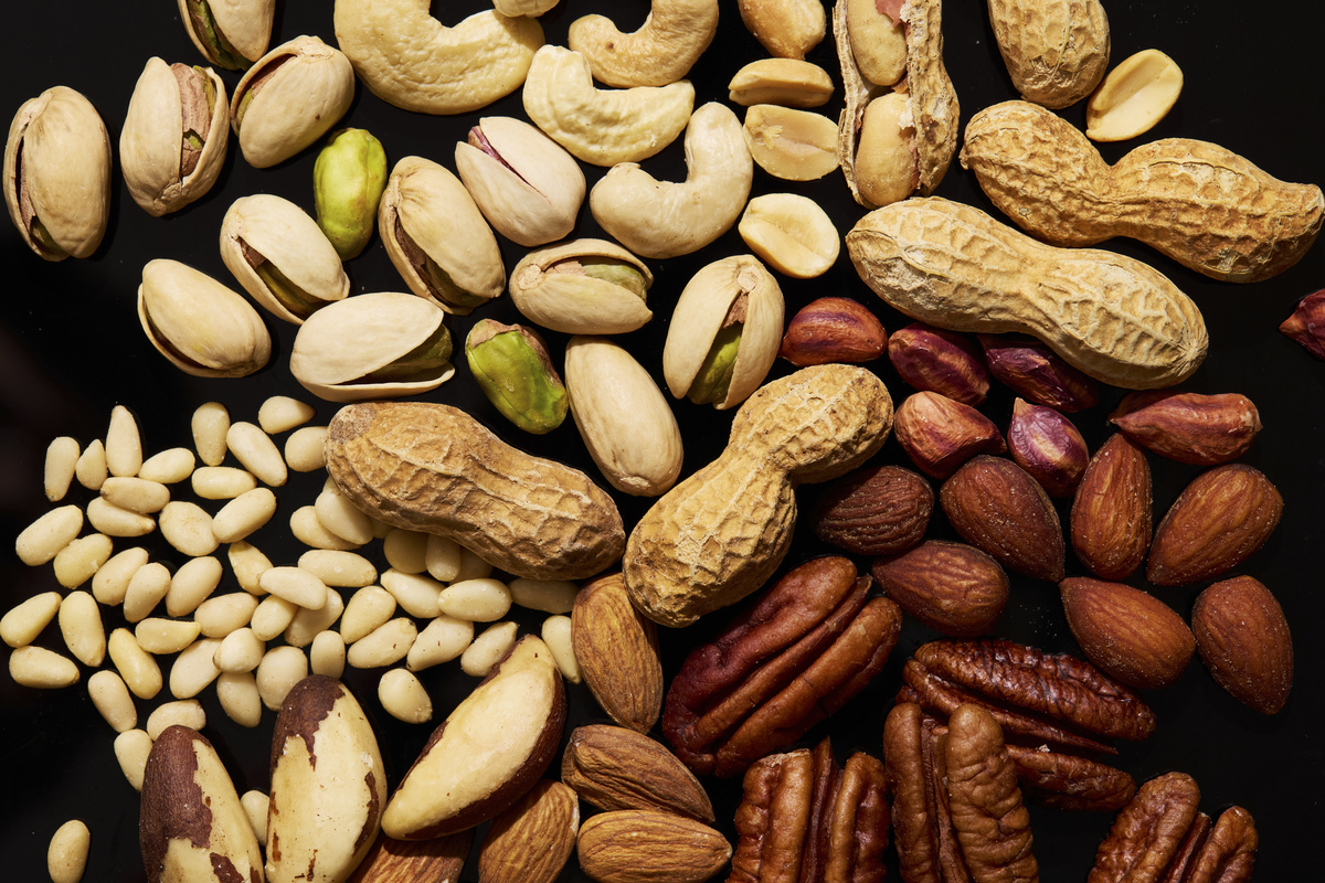 A variety of nuts, which have been linked with numerous health benefits, including a healthy body weight and reduced risks of cancer and cardiovascular disease, in New York, June 17, 2026. It's challenging to find the two nutrients in a single food, but these categories offer a nice mix. (Bobbi Lin/The New York Times)