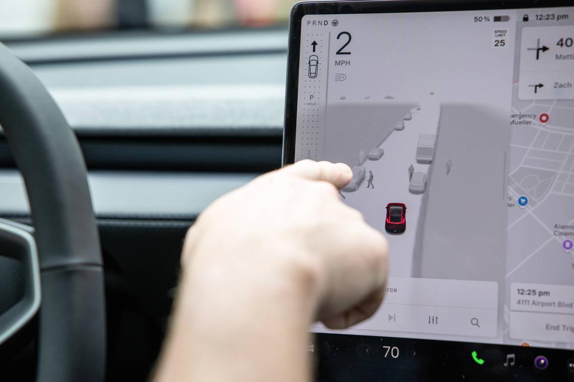 Tesla FSD software operating in a Model Y