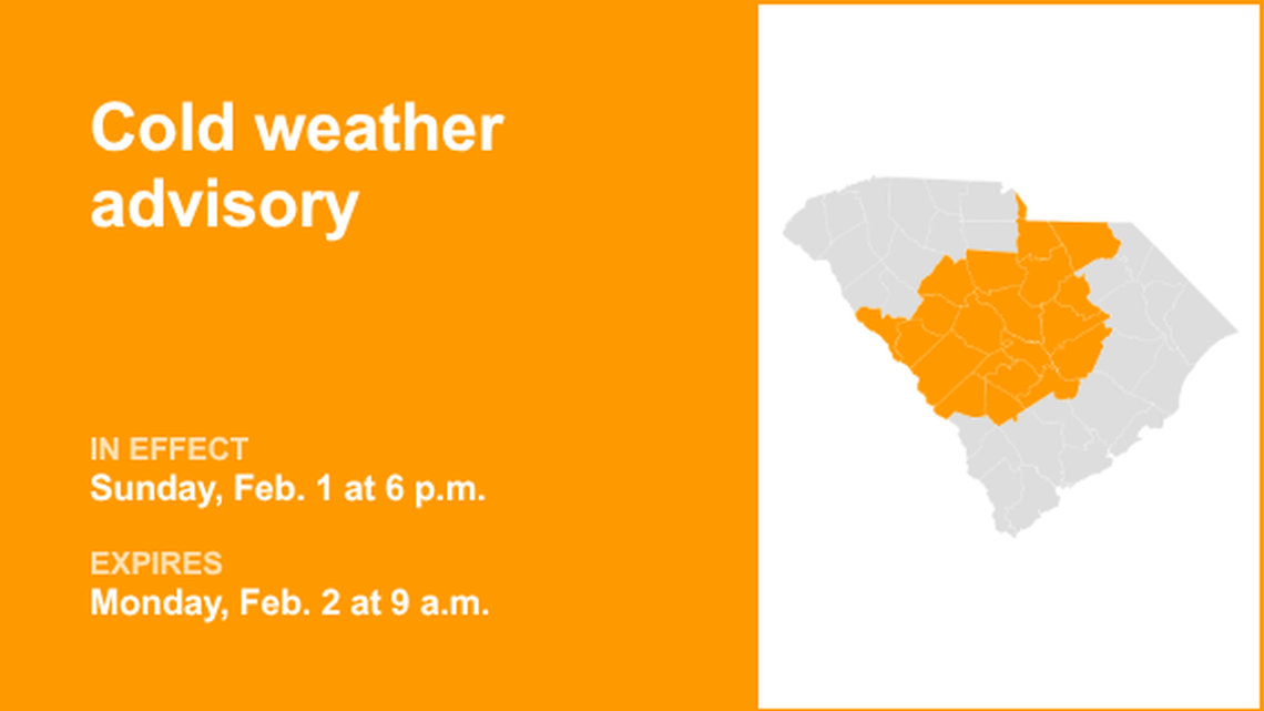 UPDATE: The current cold weather advisory for Midlands will be expiring at 9 a.m. 
