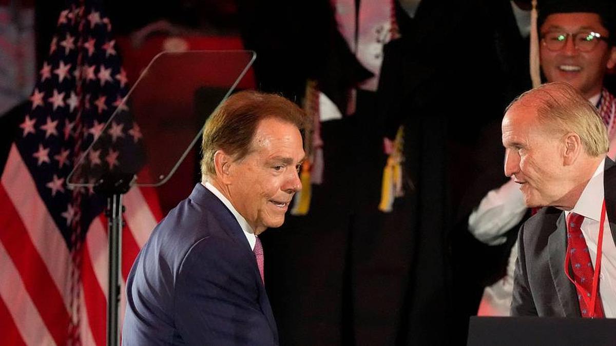  Former Alabama football coach Nick Saban endorsed Dr. Stuart R. Bell to be the next President of the University of Florida. | Gary Cosby Jr. / USA TODAY NETWORK via Imagn Images 