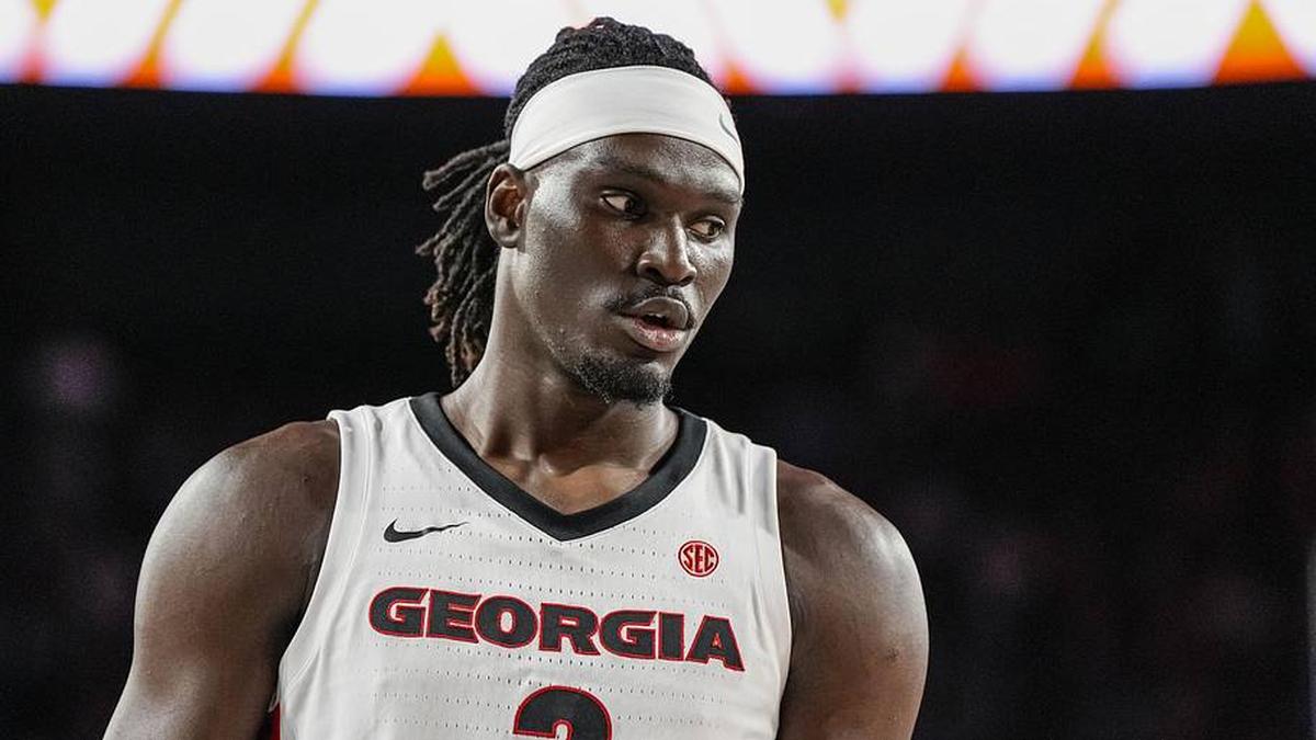  Mar 3, 2026; Athens, Georgia, USA; Georgia Bulldogs center Somto Cyril (2) on the court against the Alabama Crimson Tide at Stegeman Coliseum. Mandatory Credit: Dale Zanine-Imagn Images | Dale Zanine-Imagn Images 