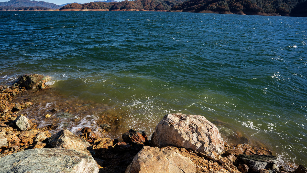 Lake Shasta is seen from the westside of Shasta Dam on Wednesday, Nov. 27, 2024. The National Weather Service recorded the second-highest rainfall total ever for November following a recent atmospheric river. Shasta Dam received 18.75 inches of rain during the storms.
