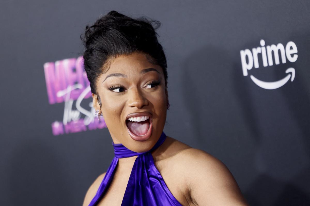 US rapper Megan Thee Stallion attends the premiere of Amazon Prime Video's "Megan Thee Stallion: In Her Words" at the TCL Chinese theatre in Hollywood, California, October 30, 2024. 