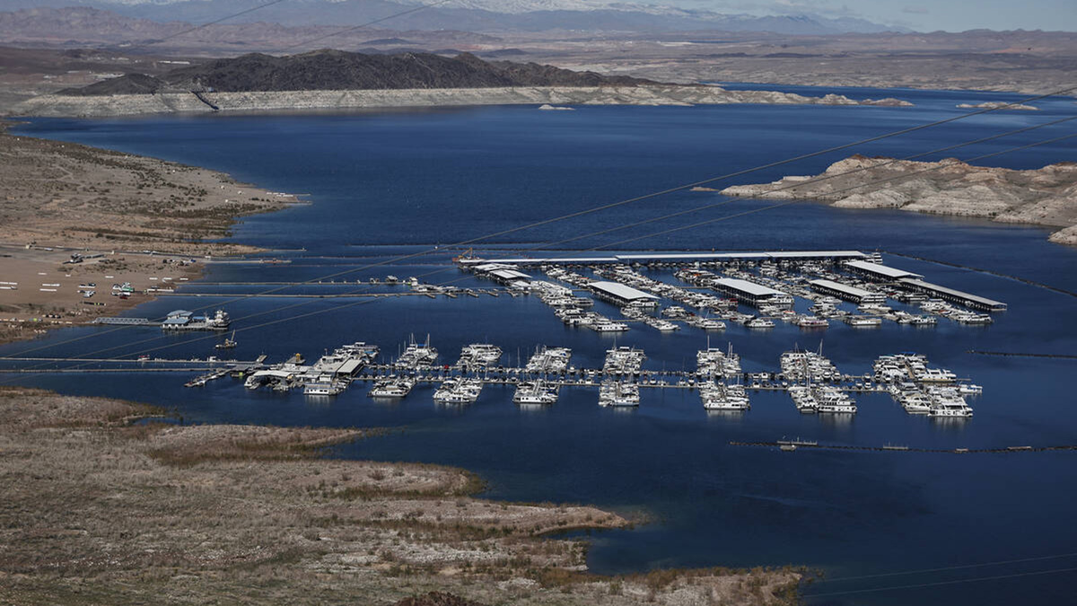 The view facing northwest toward Lake Mead from the Lakeview Scenic Overlook Friday, Feb. 20, 2026, in Boulder City, Nev. (Benjamin Hager/Las Vegas Review-Journal/TNS)