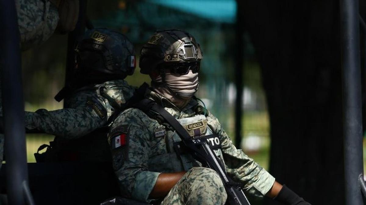 Members of the Mexican Army stand guard outside the Recinto de la Paz cemetery in Zapopan, Jalisco, Mexico, in early March where Nemesio Oseguera Cervantes, known as "El Mencho," leader of the Jalisco New Generation Cartel, was buried in a gold coffin under a massive military and police presence. File Photo by Francisco Guasco/EPA
